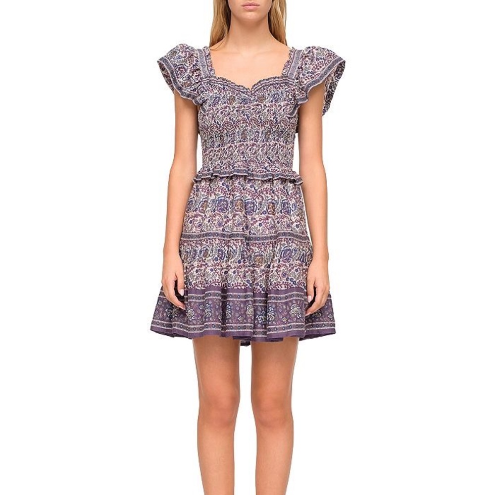 See By Chloe Rosita Border Smocked Minidress S